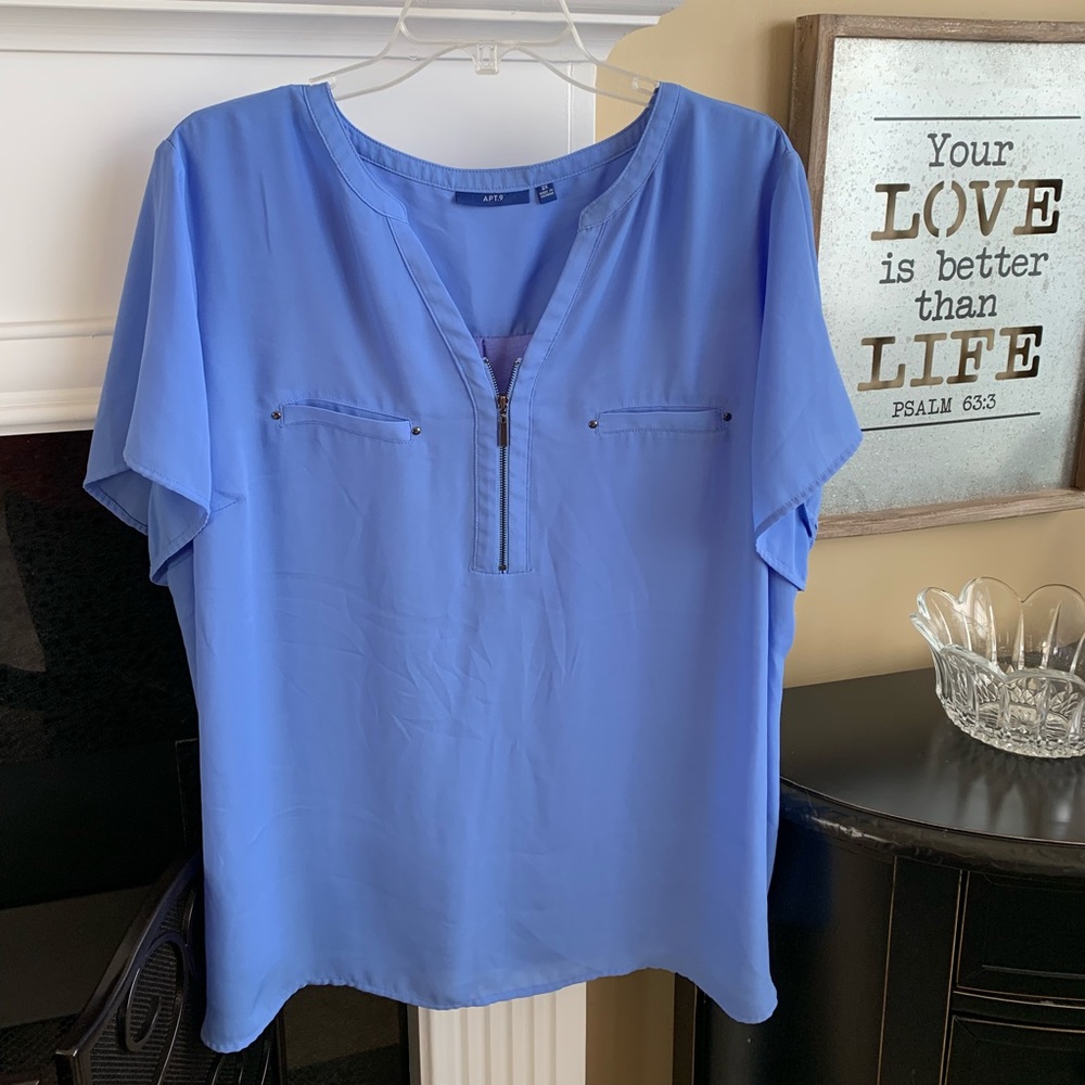 Mixed media swing tunic top